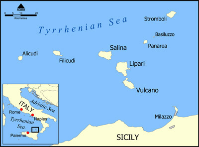 Mappa delle Isole Eolie