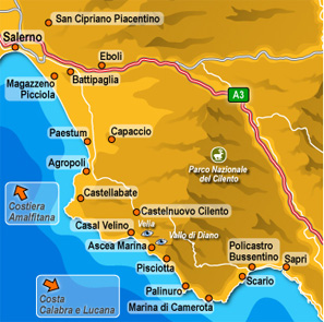 mappa del Cilento